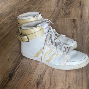 Adidas Women's White Sneakers with Gold Stripes